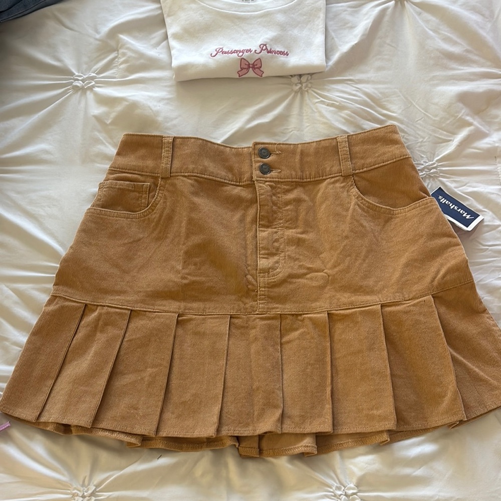 Tan Pleated Skirt